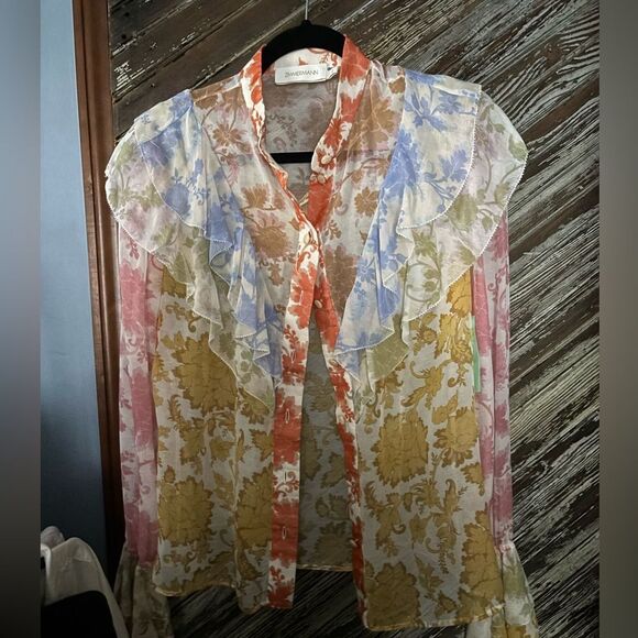 Zimmermann post card colored button blouse - Picture 7 of 8